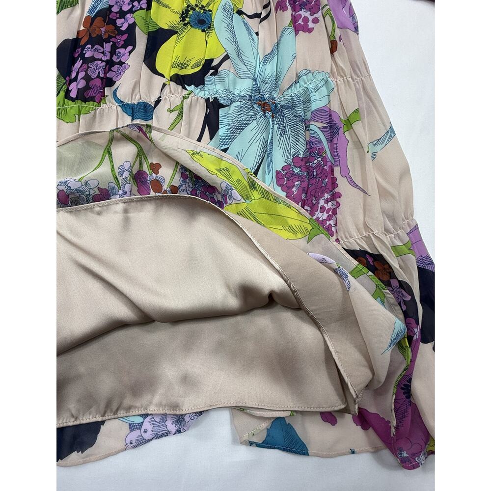 Trina Turk Floral Shift pleated Silvery Tunic Dress Sz XXL - Picture 6 of 11